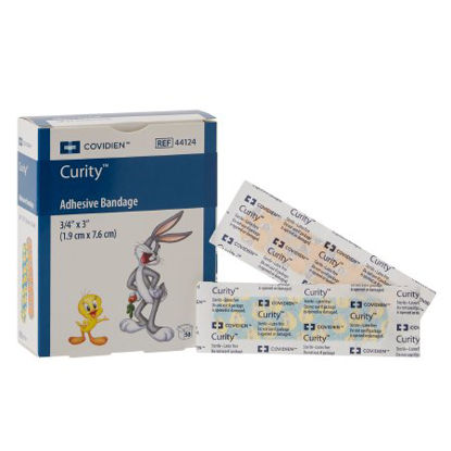 Picture of Adhesive Strip Curity™ 3/4 X 3 Inch Plastic Rectangle Kid Design (Assorted Looney Tunes) Sterile44124