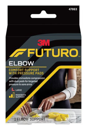 Picture of Elbow Support with Pressure Pads 3M™ Futuro™ Large Pull-On / Hook and Loop Strap Closure Sleeve Left or Right Elbow 11 to 12 Inch Elbow Circumference Gray47863ENR