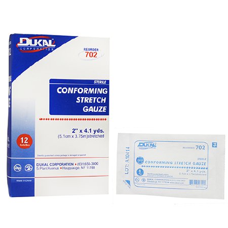 Picture of Conforming Bandage Dukal™ Polyester / Rayon 1-Ply 2 Inch X 4-1/10 Yard Roll Shape Sterile702