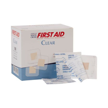 Picture of Adhesive Spot Bandage American® White Cross 1-1/2 X 1-1/2 Inch Plastic Square Sheer Sterile1308033