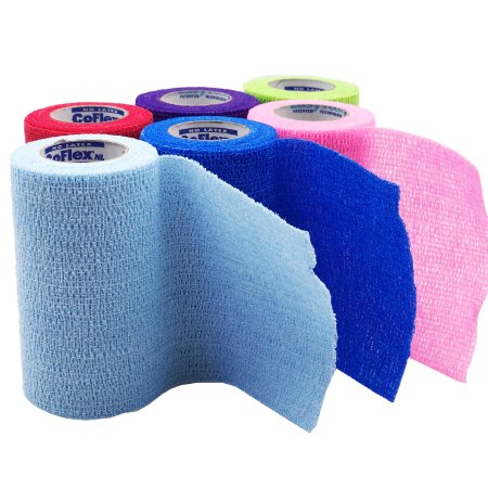 Picture of Cohesive Bandage CoFlex® NL 4 Inch X 5 Yard 12 lbs. Tensile Strength Self-adherent Closure Neon Pink / Blue / Purple / Light Blue / Neon Green / Red NonSterile5400CP-018