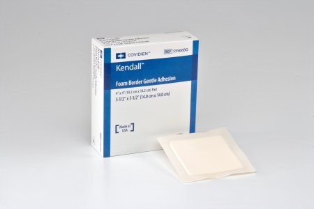 Picture of Silicone Foam Dressing Kendall™ Border Foam Gentle Adhesion 5-1/2 X 5-1/2 Inch Square Silicone Adhesive with Border Sterile55566BG