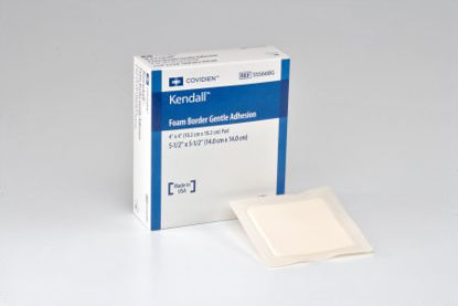 Picture of Silicone Foam Dressing Kendall™ Border Foam Gentle Adhesion 5-1/2 X 5-1/2 Inch Square Silicone Adhesive with Border Sterile55566BG
