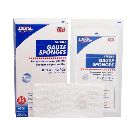 Picture of Gauze Sponge Dukal™ Cotton 12-Ply 4 X 8 Inch Rectangle Sterile6842