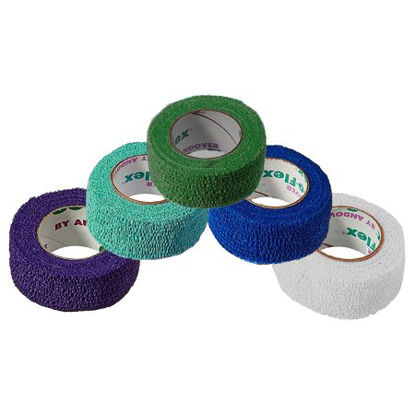 Picture of Cohesive Bandage CoFlex® NL 1 Inch X 5 Yard 12 lbs. Tensile Strength Self-adherent Closure Teal / Blue / White / Purple / Green NonSterile5100RB