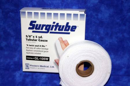 Picture of Tubular Retainer Dressing Surgitube® Cotton 5/8 Inch X 5 Yard Size 1 White Small Finger / Toe NonSterileGL105W