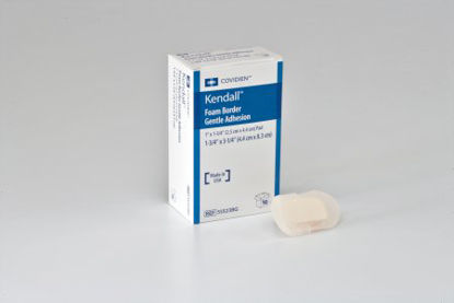 Picture of Silicone Foam Dressing Kendall™ Border Foam Gentle Adhesion 1-3/4 X 3-1/4 Inch Rectangle Silicone Adhesive with Border Sterile55523BG