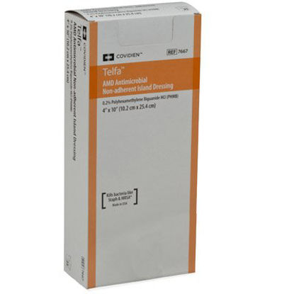 Picture of Impregnated Antimicrobial Dressing Telfa™ AMD 4 X 10 Inch PHMB (Polyhexamethylene Biguanide) Sterile7667