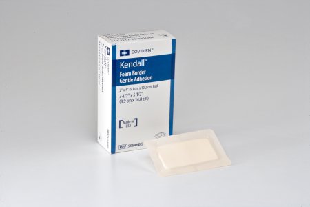 Picture of Silicone Foam Dressing Kendall™ Border Foam Gentle Adhesion 3-1/2 X 5-1/2 Inch Rectangle Silicone Adhesive with Border Sterile55546BG