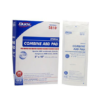 Picture of Abdominal Pad Dukal™ Nonwoven Cellulose 1-Ply 8 X 10 Inch Rectangle Sterile5810