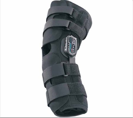 Picture of Knee Brace DonJoy® Playmaker® Standard Small Pull-On / Hook and Loop Strap Closure 15-1/2 to 18-1/2 InchThigh Circumference / 13 to 14 Inch Knee Center Circumference / 12 to 14 Inch Calf Circumference Left or Right Knee11-0558-2