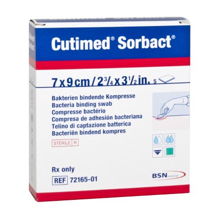 Picture of Impregnated Dressing Cutimed® Sorbact® 2.8 X 3.5 Inch Gauze Sorbact Sterile7216511