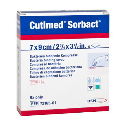 Picture of Impregnated Dressing Cutimed® Sorbact® 2.8 X 3.5 Inch Gauze Sorbact Sterile7216511