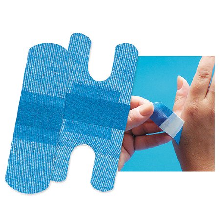 Picture of Metal Detectable Adhesive Strip American® White Cross 2 X 3 Inch Plastic Rectangle Blue Sterile16481