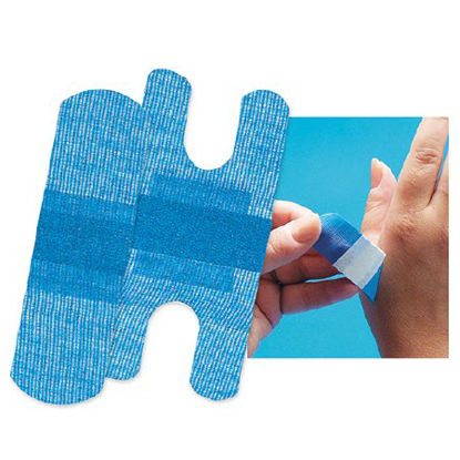 Picture of Metal Detectable Adhesive Strip American® White Cross 2 X 3 Inch Plastic Rectangle Blue Sterile16481