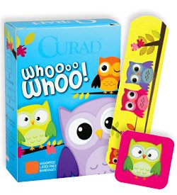 Picture of Adhesive Strip Curad® 3/4 X 3 Inch / 1 Inch Plastic Rectangle / Square Kid Design (Owls) SterileAB207