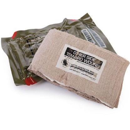Picture of Trauma Pressure Dressing with Wrap NAR 4 X 70 Inch Standard Compression Closure Bar Tan / White 8 X 10 Inch Pad Sterile30-0165