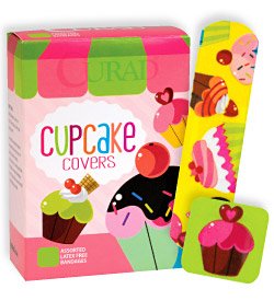 Picture of Adhesive Strip Curad® 3/4 X 3 Inch / 1 Inch Plastic Rectangle / Square Kid Design (Cupcakes) SterileAB205
