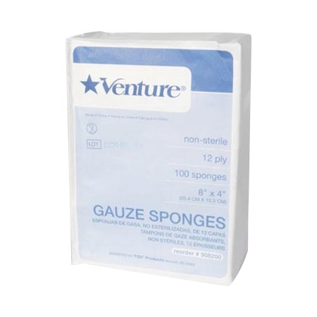Picture of Gauze Sponge Venture™ Gauze 12-Ply 4 X 8 Inch Rectangle NonSterile908200