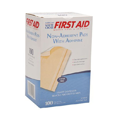 Picture of Adhesive Dressing American White Cross First Aid® 2 X 3 Inch Polyester / Rayon / Film Rectangle Tan Sterile7665033