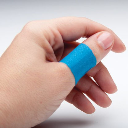 Picture of Metal Detectable Adhesive Strip American® White Cross 1 X 3 Inch Fabric Fingertip Blue Sterile99918