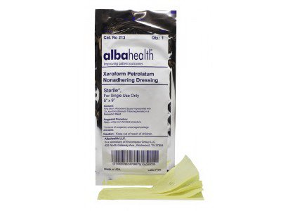 Picture of Impregnated Dressing Albahealth® Xeroform™ 5 X 9 Inch Gauze Bismuth Tribromophenate / Petrolatum Sterile213