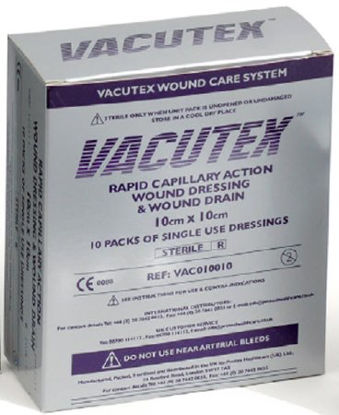 Picture of Rapid Capillary Action Wound Dressing Vacutex™ Polyester Filamets / Polyester / Cotton Non-impregnated 4 X 4 Inch SterileVAC010010