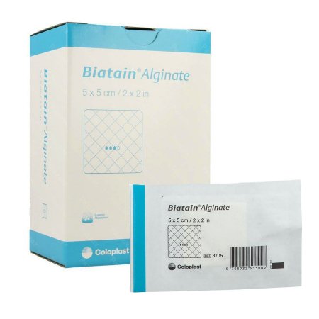 Picture of Alginate Dressing Biatain® 2 X 2 Inch Square Calcium Alginate / CMC (carboxymethylcellulose) Sterile3705