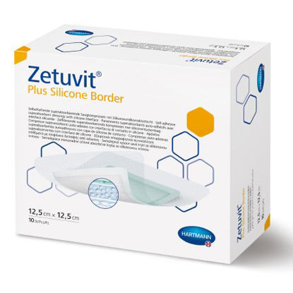 Picture of Super Absorbent Dressing Zetuvit® Plus Silicone Border Silicone / Cellulose / Super Absorbent Polymer 8 X 10 Inch Sterile413123