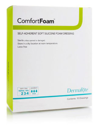 Picture of Silicone Foam Dressing ComfortFoam™ 4 X 8 Inch Rectangle Silicone Adhesive without Border Sterile44480