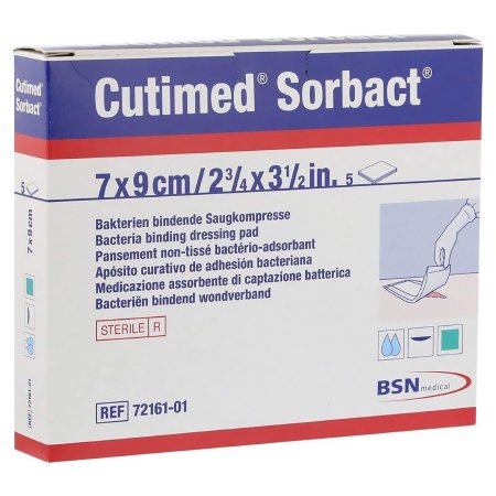 Picture of Antimicrobial Dressing Cutimed® Sorbact® 2-3/4 X 3-1/2 Inch 5 Count Pad Sterile7216111