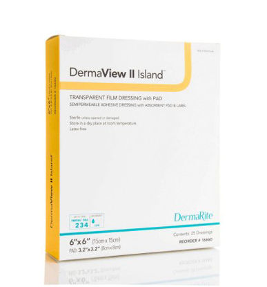Picture of Transparent Film Dressing with Pad DermaView II™ Island Rectangle 3-1/2 X 10 Inch Frame Style Delivery With Label Sterile16310