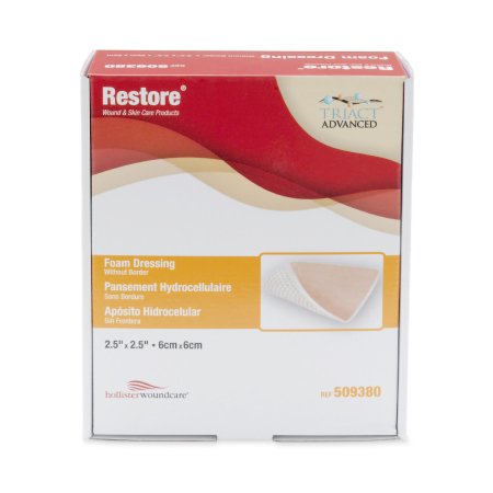 Picture of Foam Dressing Restore™ 2-1/2 X 2-1/2 Inch Square Non-Adhesive without Border Sterile509380