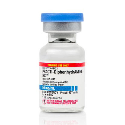 Picture of Clinical Training Medication Practi-Diphenhydramine™ 2 mL Vial Distilled Water Liquid439DH