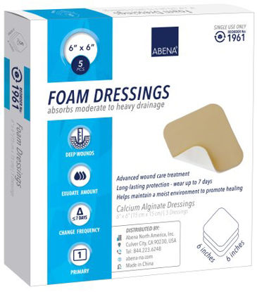 Picture of Foam Dressing Abena® 6 X 6 Inch Square Non-Adhesive without Border Sterile1961