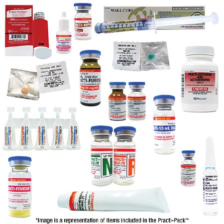 Picture of Clinical Training Medication Pack Practi-Med Dispense Cart Base Level Pack 1 Vial/ Ampule / Bottle/ Syringe/ Tube / Inhaler Unsterile Fructose / Distilled Water Yellow, Reconstituted Powder / Liquid / Tablet / Ointment / PatchMDD-100