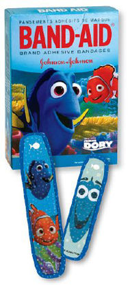 Picture of Adhesive Strip Band-Aid® 5/8 X 2-1/4 Inch / 3/4 X 3 Inch Plastic Rectangle Kid Design (Finding Dory) SterileAB201