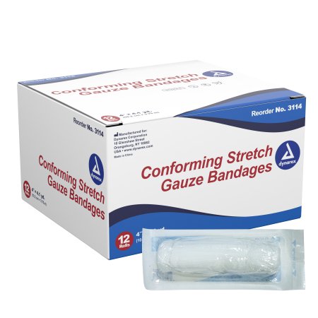 Picture of Conforming Bandage Dynarex® Polyester 1-Ply 4 Inch X 4-1/10 Yard Roll Shape Sterile3114
