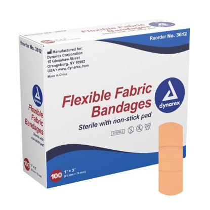 Picture of Adhesive Strip Dynarex® 1 X 3 Inch Fabric Rectangle Tan Sterile3612