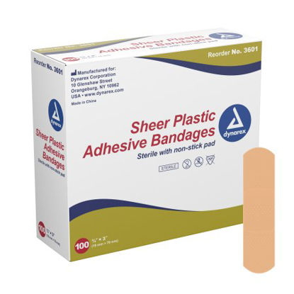 Picture of Adhesive Strip Dynarex® 3/4 X 3 Inch Plastic Rectangle Tan Sterile3601