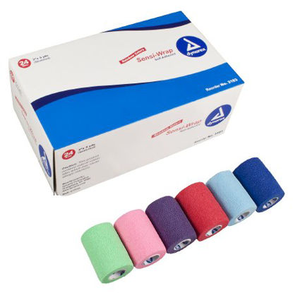 Picture of Cohesive Bandage Sensi-Wrap 3 Inch X 5 Yard Standard Compression Self-adherent Closure Red / Green / Purple / Dark Blue / Pink / Light Blue NonSterile3183