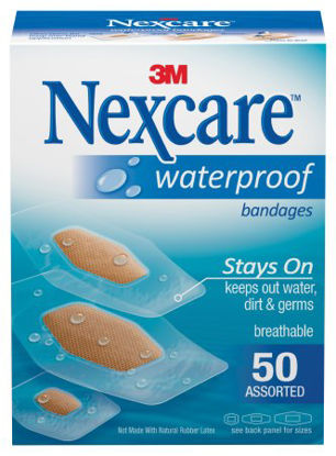 Picture of Adhesive Strip Nexcare™ Wateproof 7/8 X 1-1/16 Inch / 1-1/4 X 2-1/2 Inch / 1-1/16 X 2-1/4 Inch Plastic / Film Rectangle Clear / Tan Sterile432-50-3