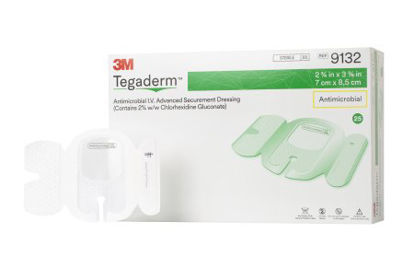 Picture of Antimicrobial I.V. Specialty Dressing 3M™ Tegaderm™ Antimicrobial CHG (Chlorhexidine Gluconate) / Film 2-3/4 X 3-3/8 Inch Sterile9132