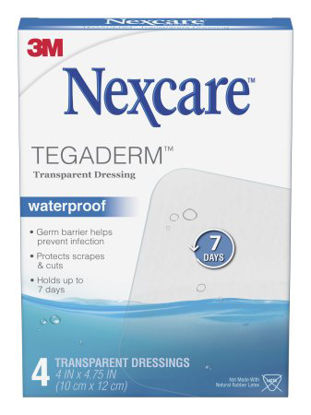 Picture of Transparent Film Dressing Nexcare™ Tegaderm™ Rectangle 4 X 4-3/4 Inch 2 Tab Delivery Without Label SterileH1626