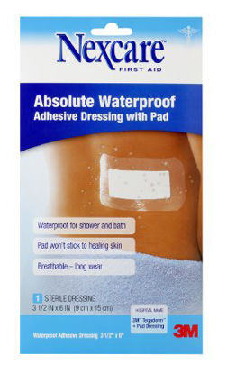 Picture of Adhesive Dressing Nexcare™ Absolute Waterproof 3-1/2 X 6 Inch Plastic Rectangle Clear SterileW3589