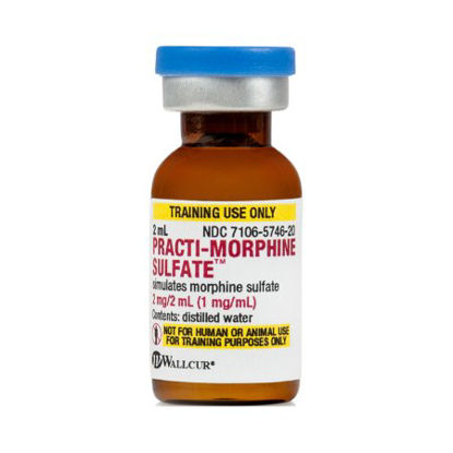 Picture of Clinical Training Medication Practi-Morphine Sulfate™ 1mg/mL 2 mL Tint Vial Distilled Water Liquid448MSR