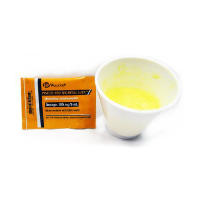 Picture of Clinical Training Medication Practi-Tegretal™ 100 mg Individual Packet Unsterile Fructose / Tartrazine Yellow, Reconstituted PowderTEGMED