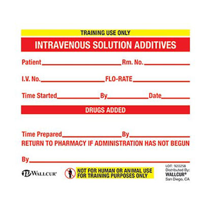 Picture of Training Medication Labels Practi-IV Solution Bag Labels™9202SB