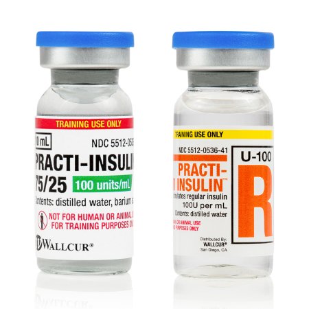 Picture of Clinical Training Medication Practi-Insulin 75/25 and Regular Pack™ 10 mL Vial Distilled Water Liquid47525