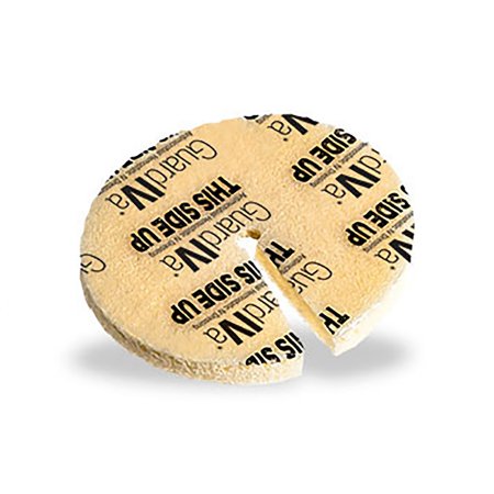 Picture of Antimicrobial Hemostatic Dressing Disc GuardIVa® CHG (Chlorhexidine Glutonate) / Sponge 1 Inch Disk with 7.0 mm Hole Diameter SterileFP-24-AD012